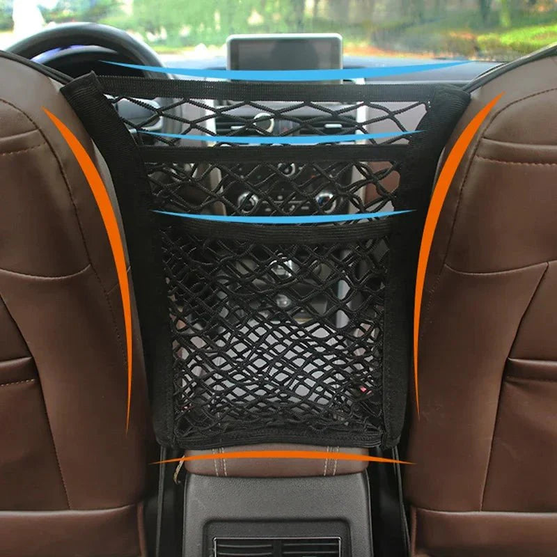 Elastic Car Storage Net Bag | Stretchable Divider Organizer Between Front Seats