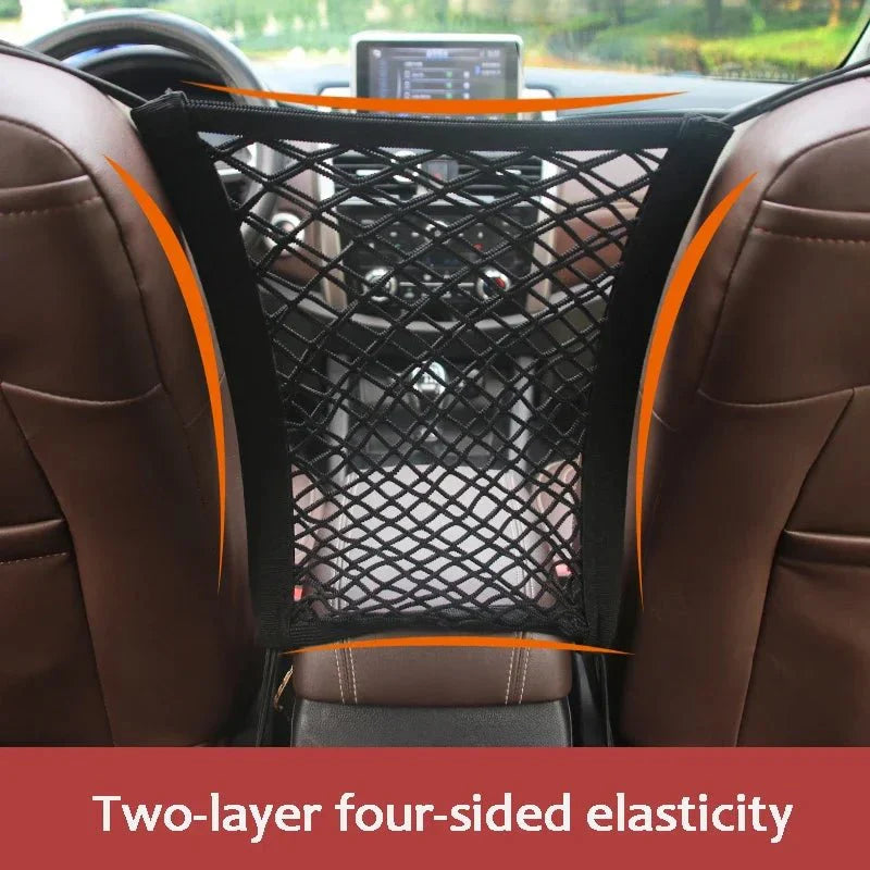 Elastic Car Storage Net Bag | Stretchable Divider Organizer Between Front Seats