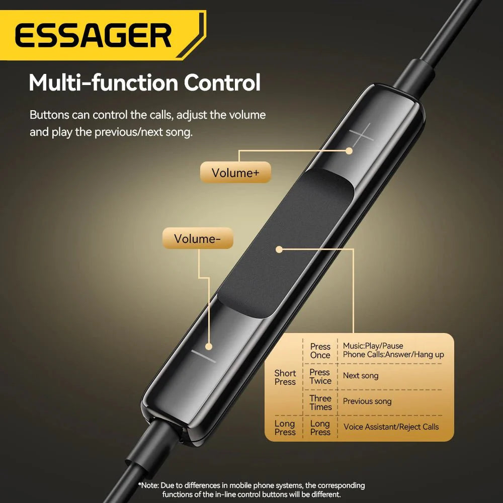 ESSAGER 3.5mm Wired In-Ear Headphones | Built-in Mic and Volume Control