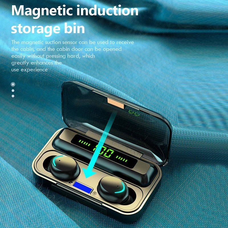 F9-5C Wireless Bluetooth Earphones | 9D Stereo, Waterproof, Noise Cancelling Headset with Charging Case