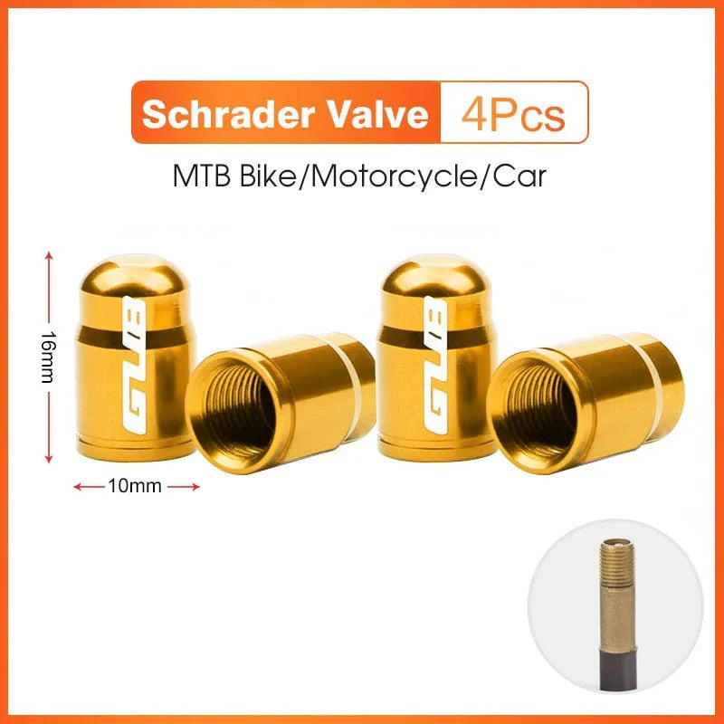 GUB Aluminum Alloy Bicycle Valve Caps | Presta & Schrader Valve Protectors