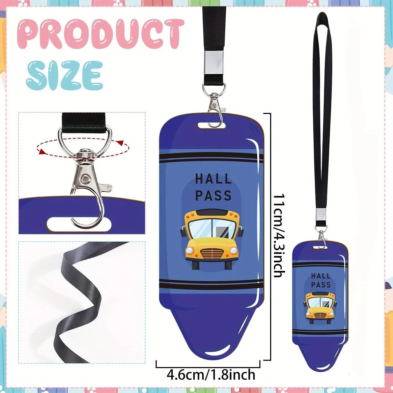 Classroom Hall Pass Set | 6 Lanyard Passes for School