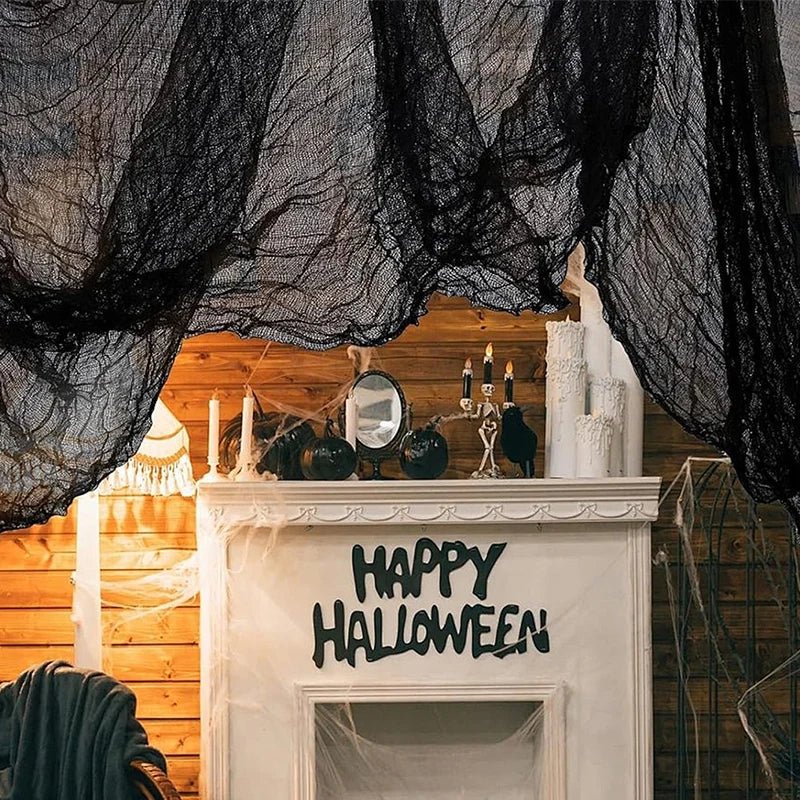 Halloween Black Gauze Cloth | Hanging Decoration for Spooky Events