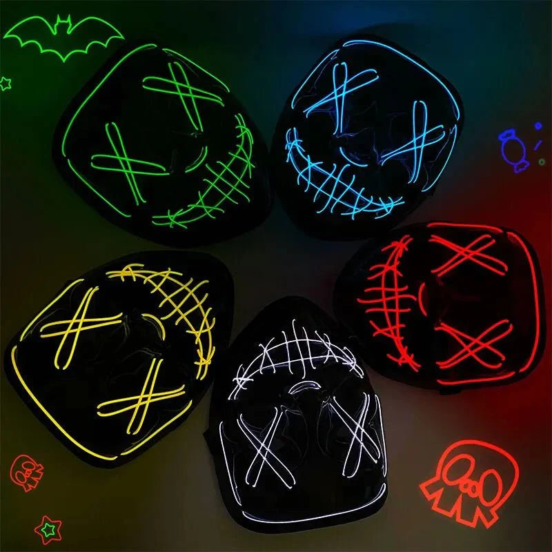 Neon LED Purge Mask | Light-Up Masquerade Party Accessory