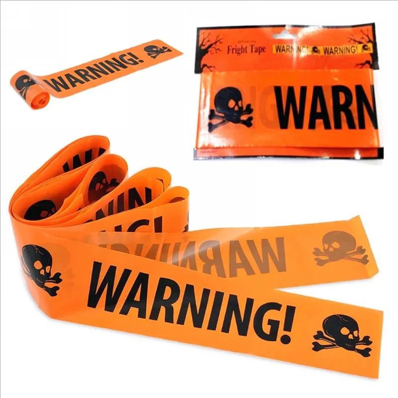 Halloween Skull Head Warning Tape | 19.69 ft x 3.15 in Plastic Decoration