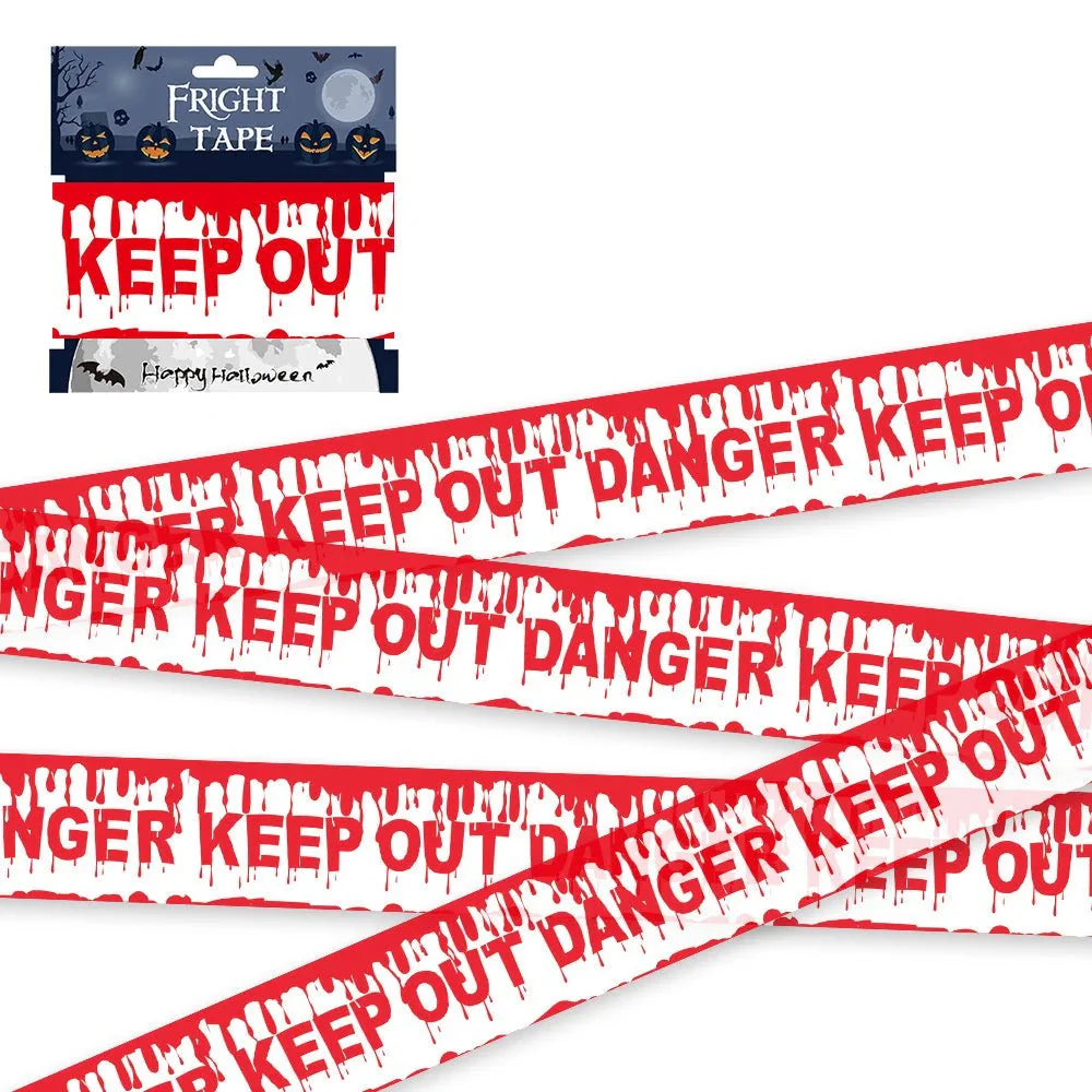 Halloween Skull Head Warning Tape | 19.69 ft x 3.15 in Plastic Decoration