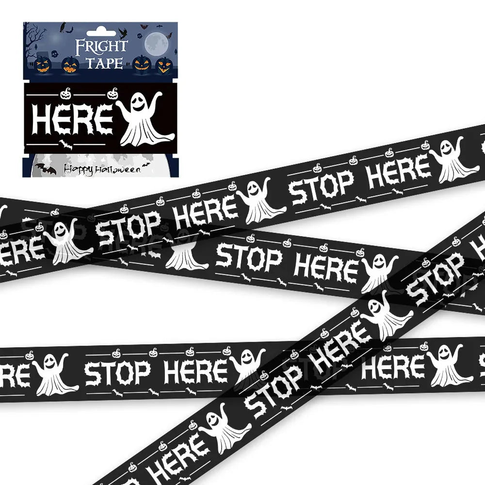 Halloween Skull Head Warning Tape | 19.69 ft x 3.15 in Plastic Decoration