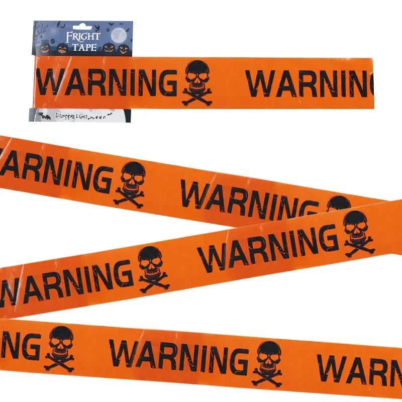 Halloween Skull Head Warning Tape | 19.69 ft x 3.15 in Plastic Decoration