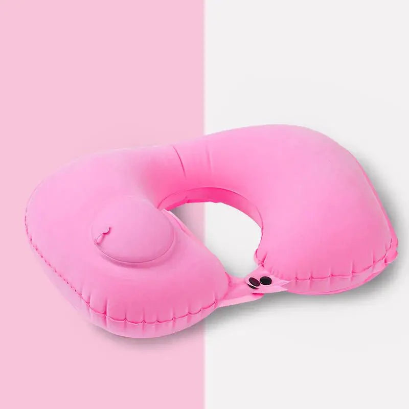 Inflatable U-Shaped Travel Neck Pillow | Portable Flocking Pillow for Airplane Car and Office