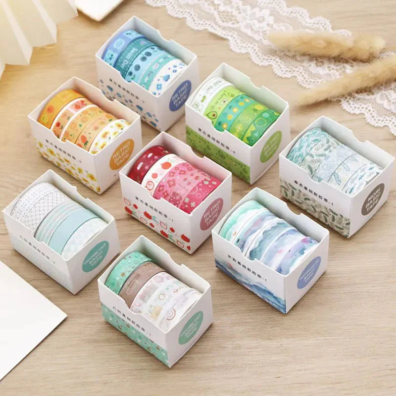 Kawaii Washi Tape Set | 5 Rolls for Scrapbooking and Journaling
