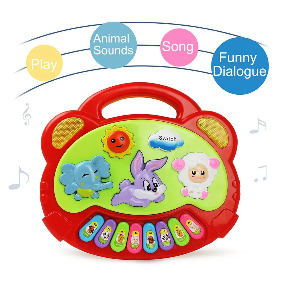 Kids Cartoon Piano Keyboard Toy | Educational Animal Sound Musical Instrument with Lights for Toddlers