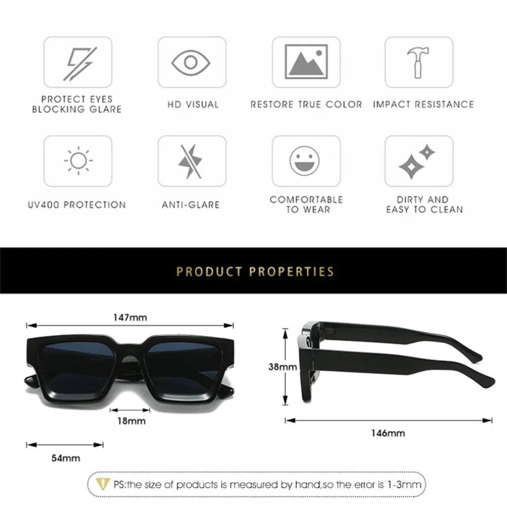 Square Frame Sunglasses | UV Protection Anti-Reflective Large Lens Design