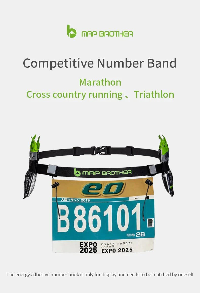Adjustable Race Number Belt | Marathon and Triathlon Running Belt with Gel Holders