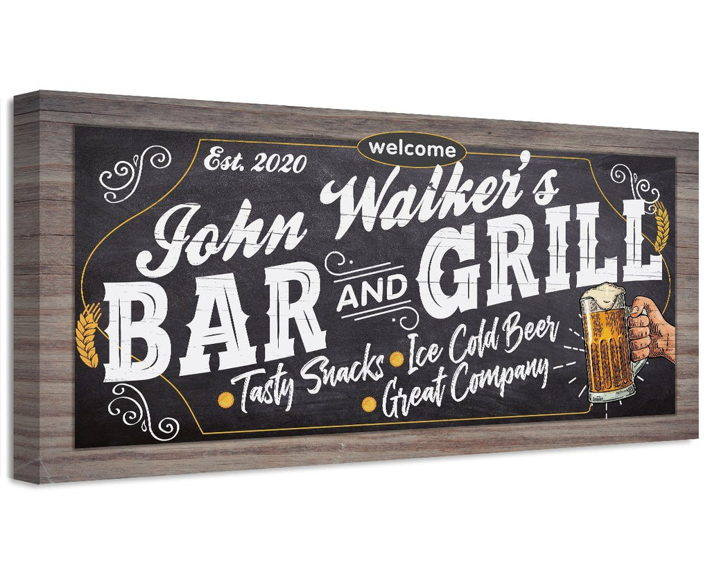 Personalized - Bar & Grill - Canvas