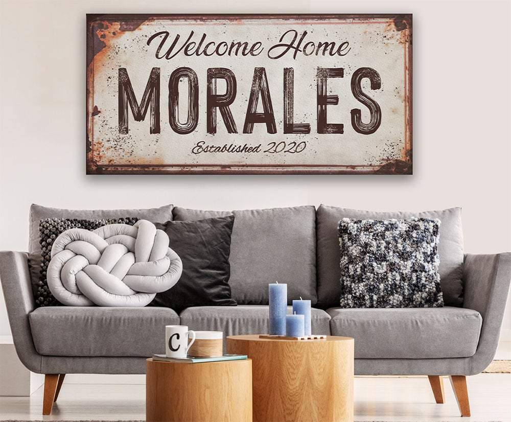 Personalized - Family Name Rusty Metal - Canvas