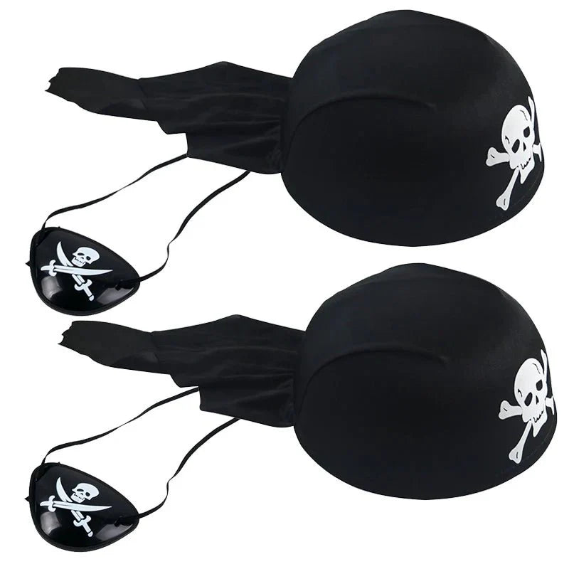 Pirate Skull Hat and Eye Patch Set | Kids Halloween Captain Costume Accessory