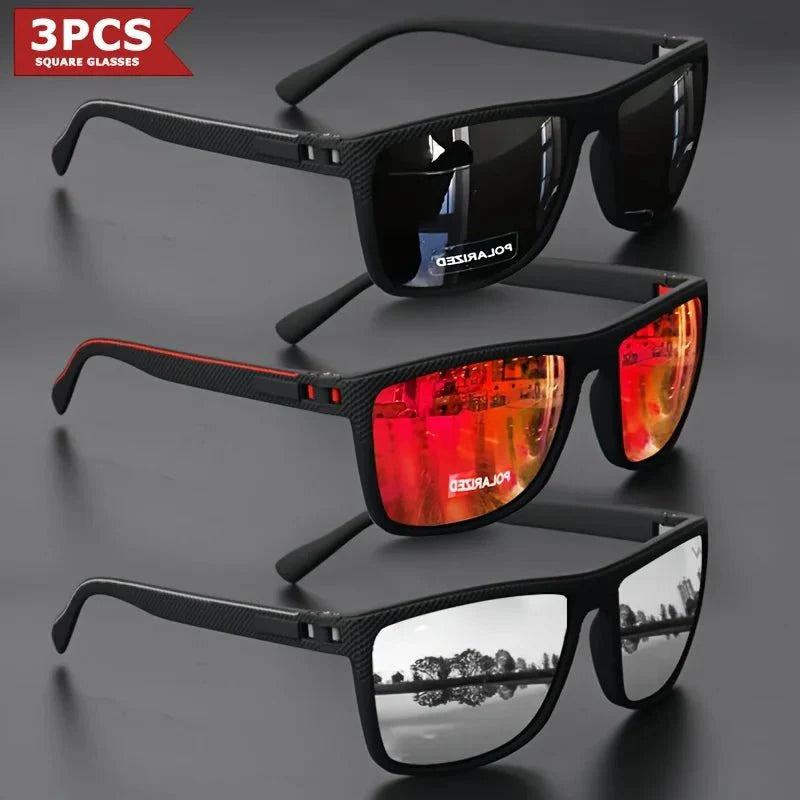 Polarized Square Sunglasses | UV Protection Mirror Coated Sport Shades for Driving, Fishing, and Travel