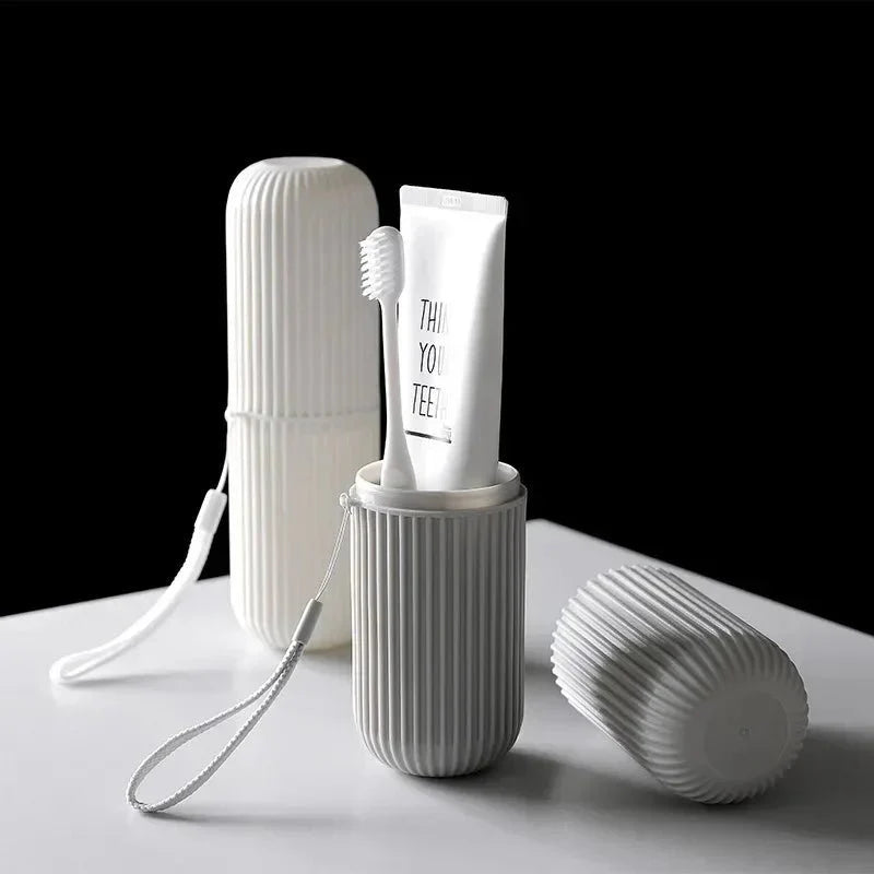 Portable Toothbrush Cup | Travel Toothpaste Holder and Toiletry Storage Case Organizer
