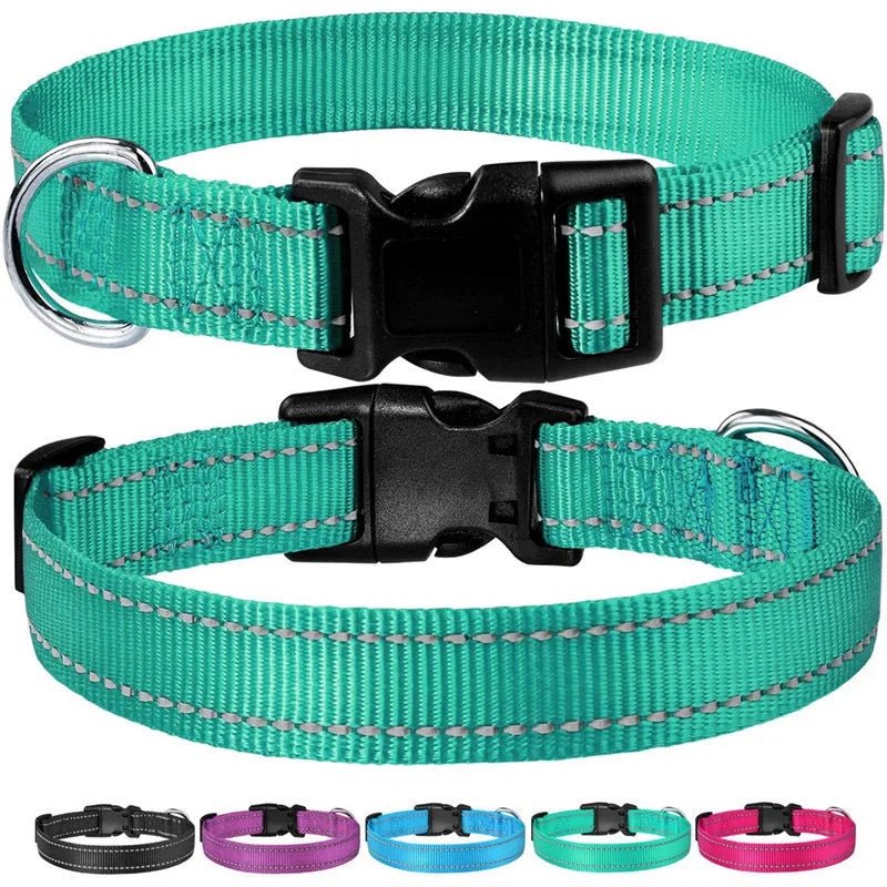 Reflective Nylon Dog Collar | Adjustable Safety Strap for Small and Medium Dogs