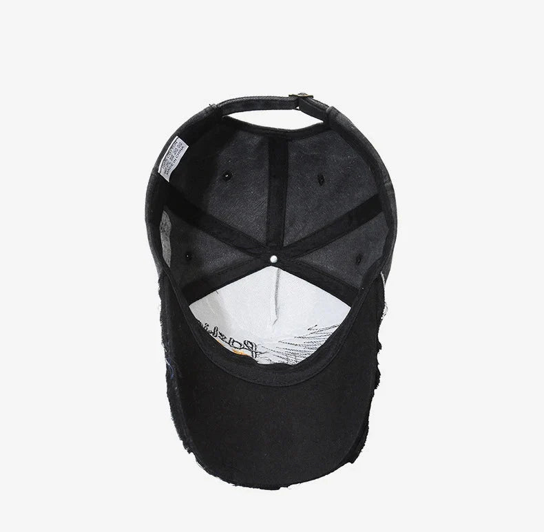 Retro Distressed Letter Embroidery Baseball Cap | Unisex Casual Cotton Hat