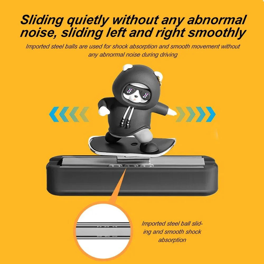 Skateboard Bear Dashboard Car Ornament | Magnetic Parking Number Plate & Cartoon Car Decoration