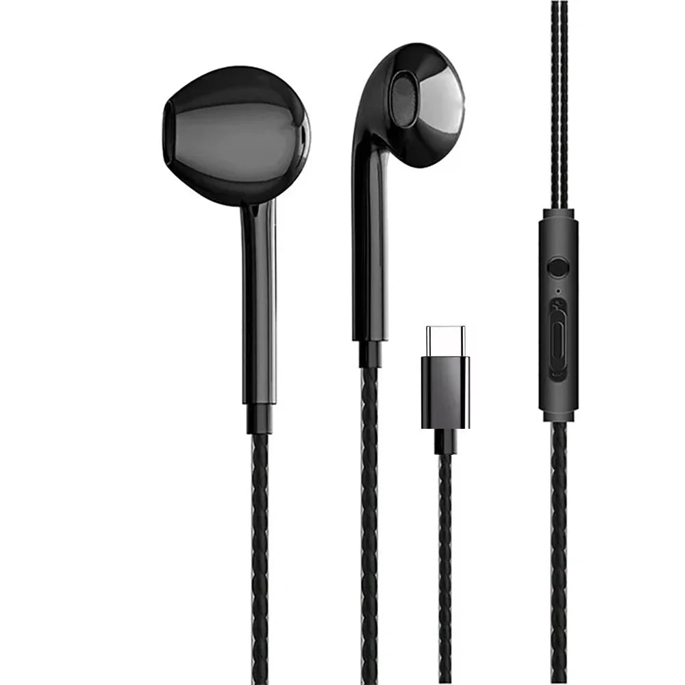 EOENKK Type-C and 3.5mm Wired In-Ear Headphones | Stereo Bass Earbuds with Microphone