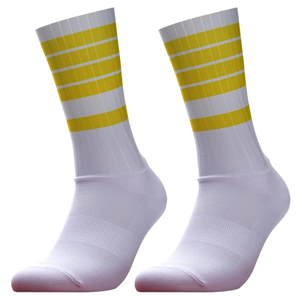 Unisex Anti-Slip Aero Cycling Socks | Silicone-Striped Knee-High Sports Socks