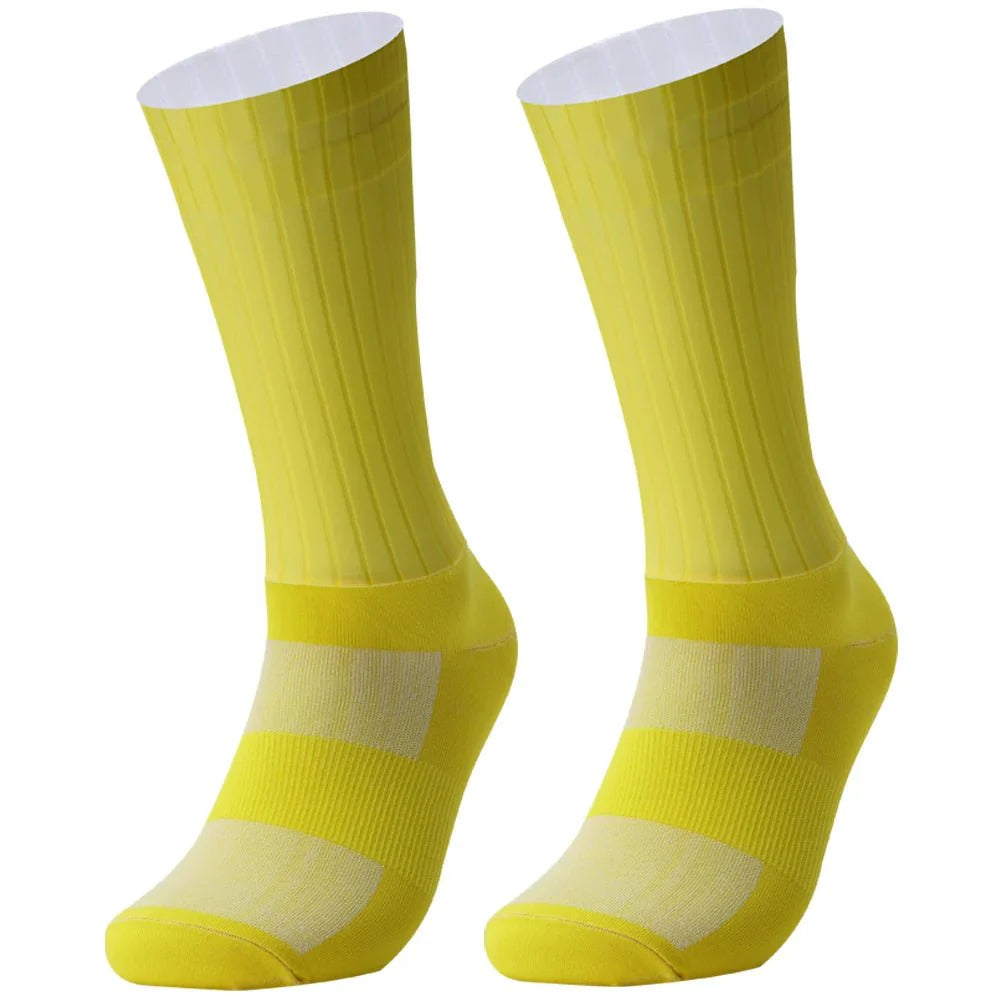 Unisex Anti-Slip Aero Cycling Socks | Silicone-Striped Knee-High Sports Socks