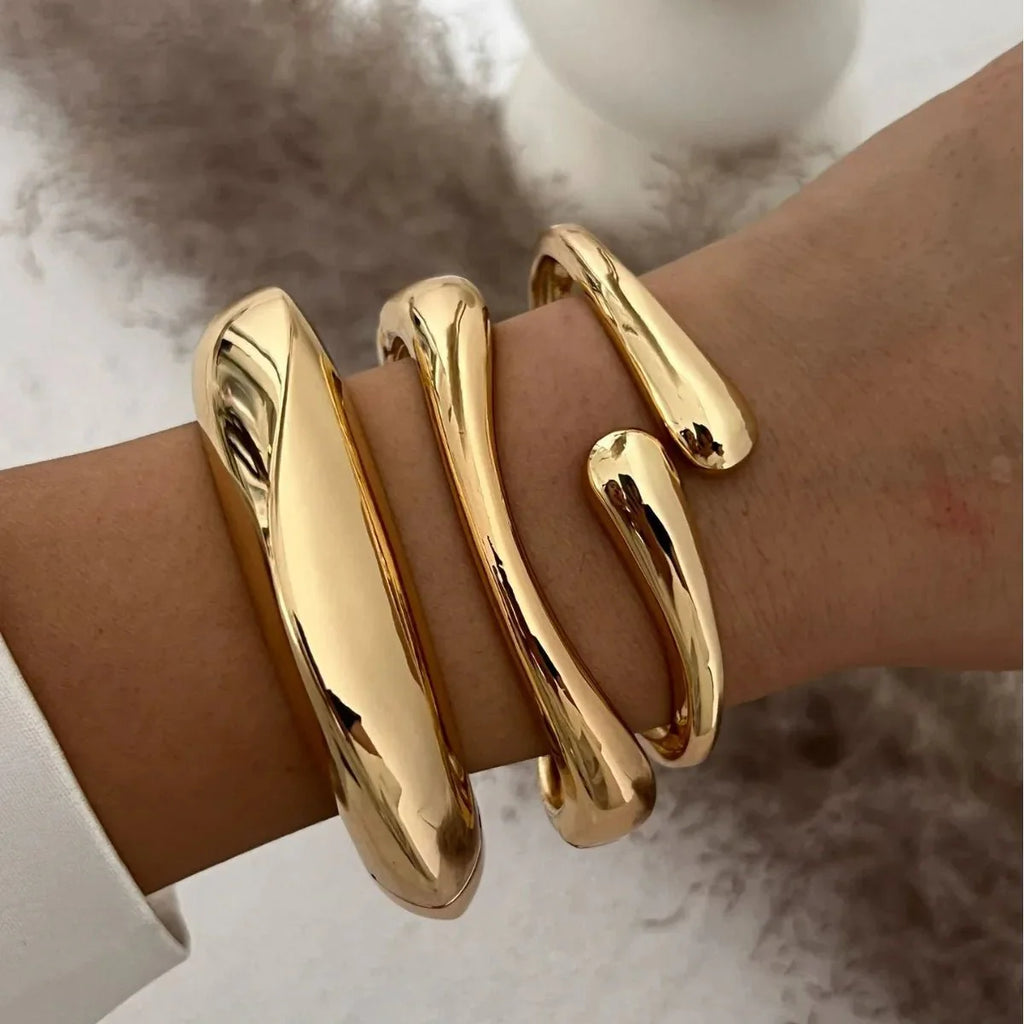 Vintage Punk Quartz Cuff Bangles | Geometric Metal Bracelets for Women and Men