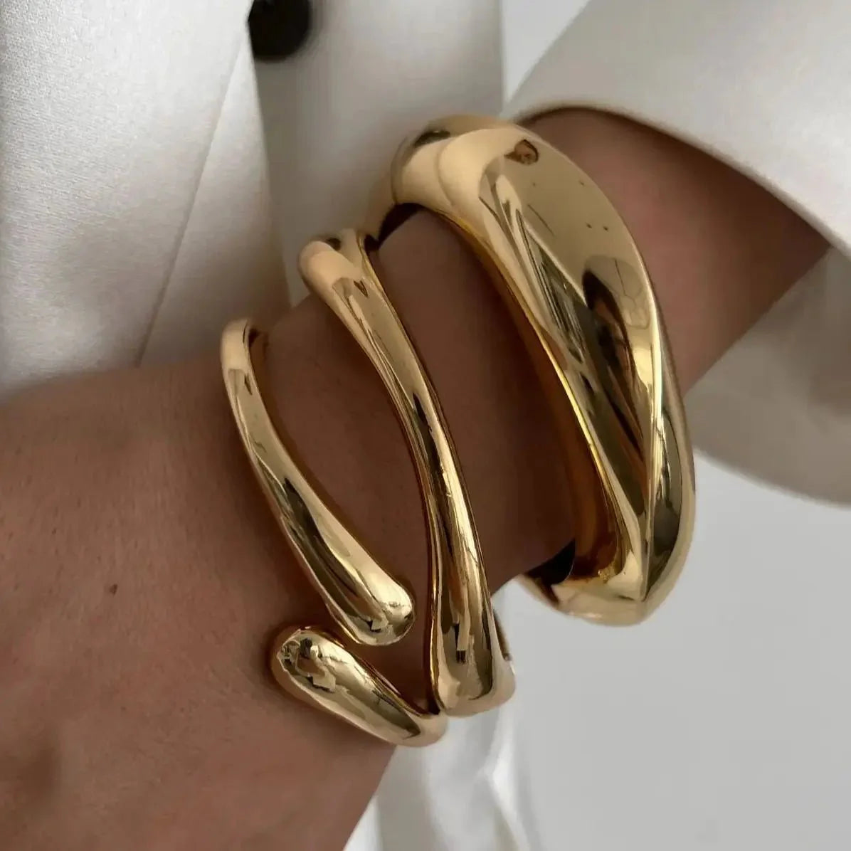 Vintage Punk Quartz Cuff Bangles | Geometric Metal Bracelets for Women and Men