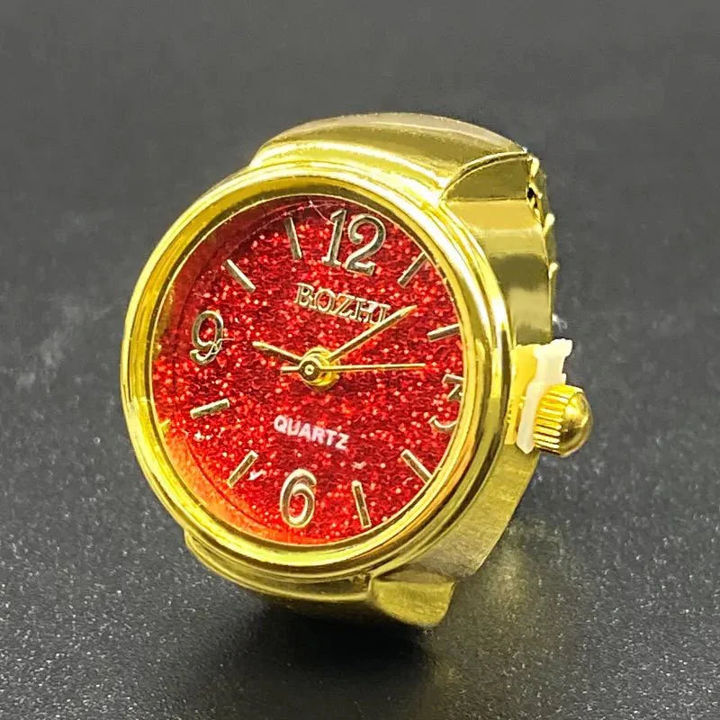 Vintage Punk Quartz Watch Ring | Mini Finger Clock Jewelry for Women and Men