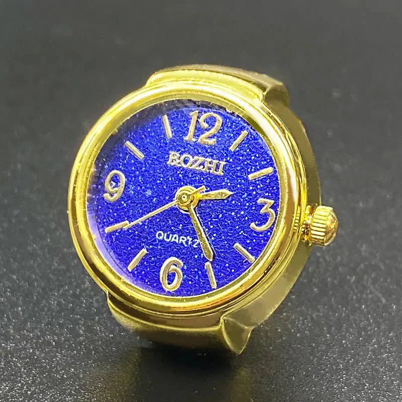 Vintage Punk Quartz Watch Ring | Mini Finger Clock Jewelry for Women and Men
