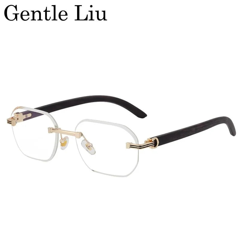 Vintage Square Rimless Sunglasses | Frameless UV Protection Eyewear for Men