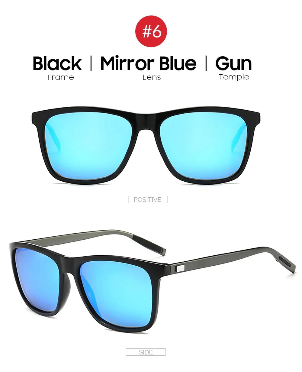Men’s Polarized Square Sunglasses | UV Protection Anti-Reflective Mirror Driving Shades