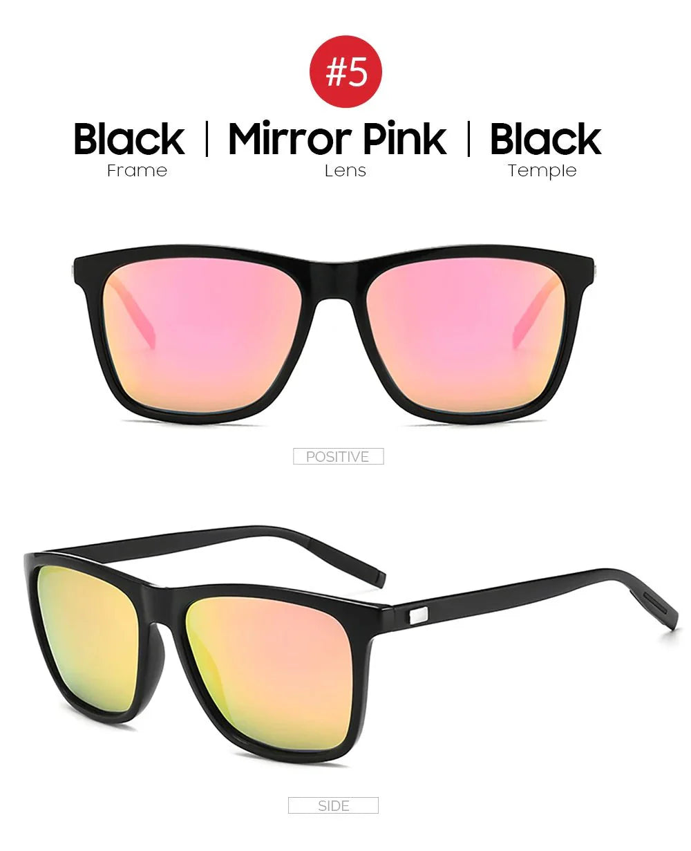 Men’s Polarized Square Sunglasses | UV Protection Anti-Reflective Mirror Driving Shades