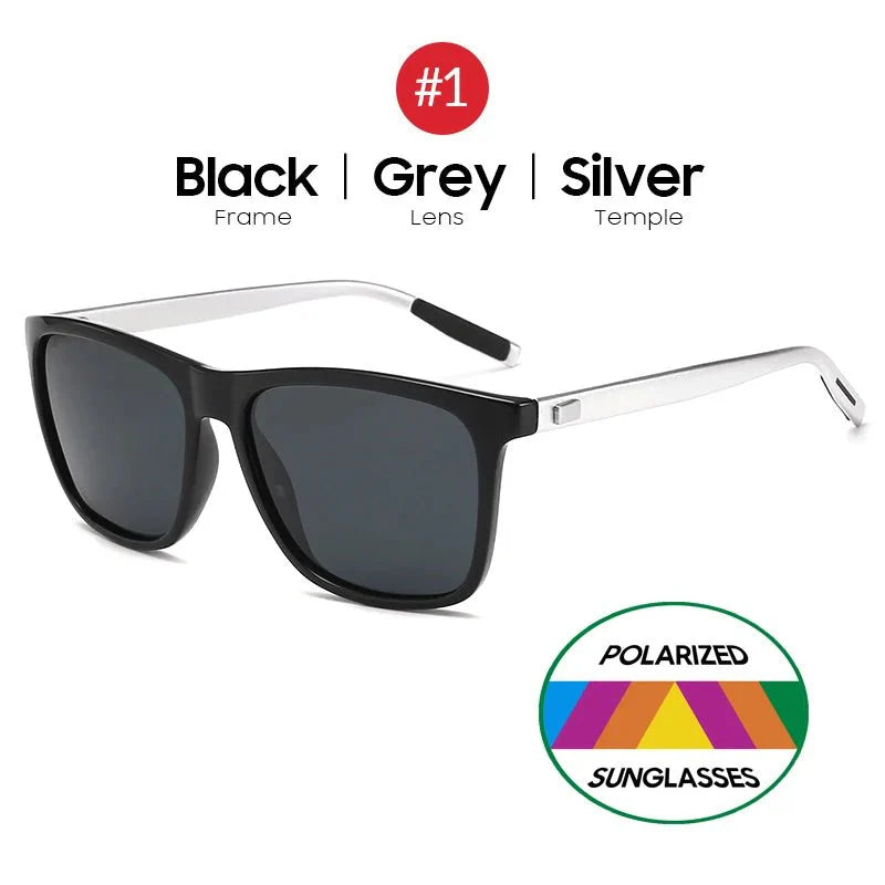 Men’s Polarized Square Sunglasses | UV Protection Anti-Reflective Mirror Driving Shades
