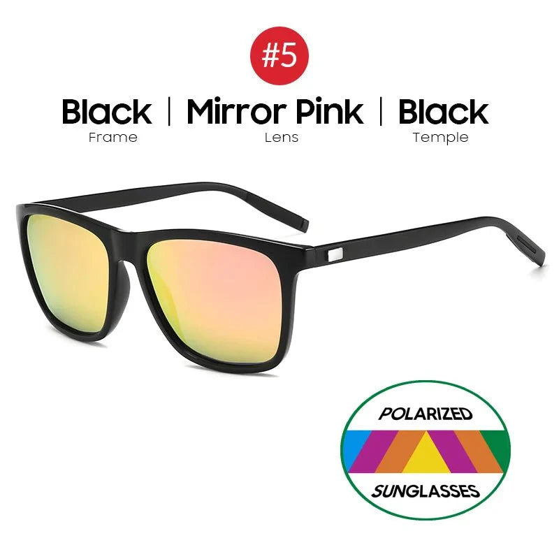 Men’s Polarized Square Sunglasses | UV Protection Anti-Reflective Mirror Driving Shades