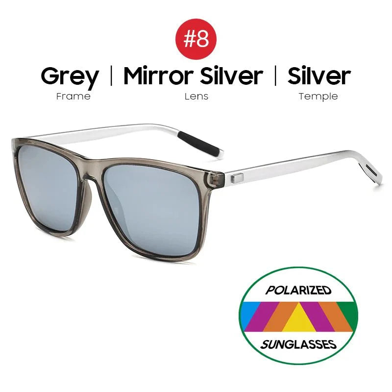 Men’s Polarized Square Sunglasses | UV Protection Anti-Reflective Mirror Driving Shades