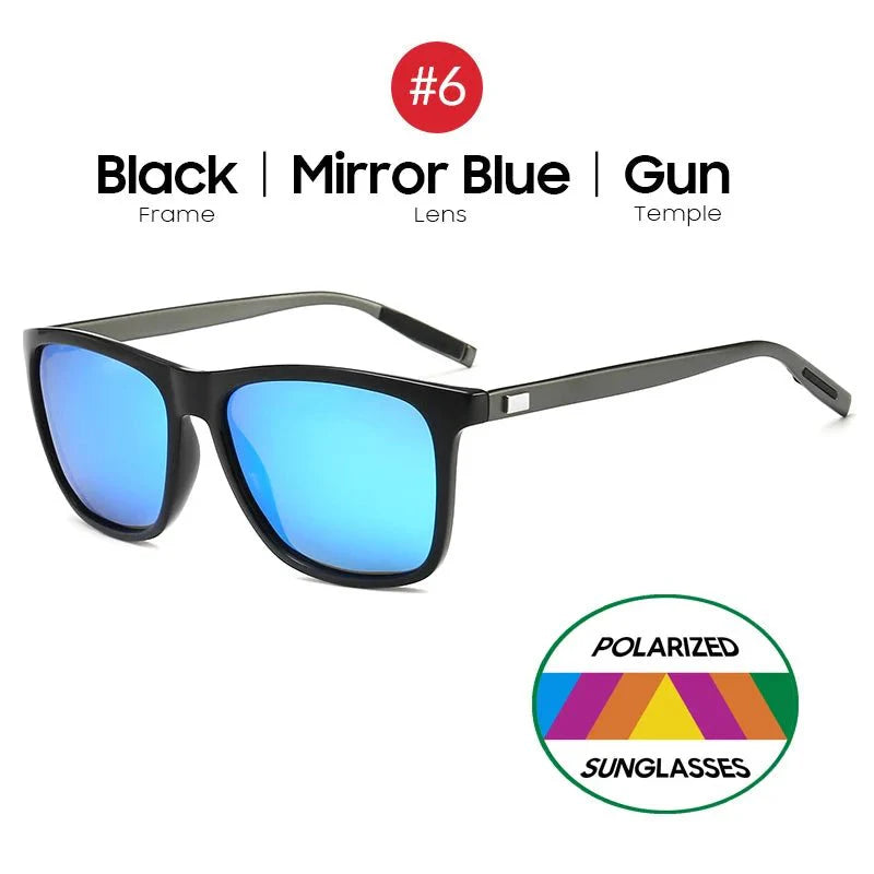 Men’s Polarized Square Sunglasses | UV Protection Anti-Reflective Mirror Driving Shades