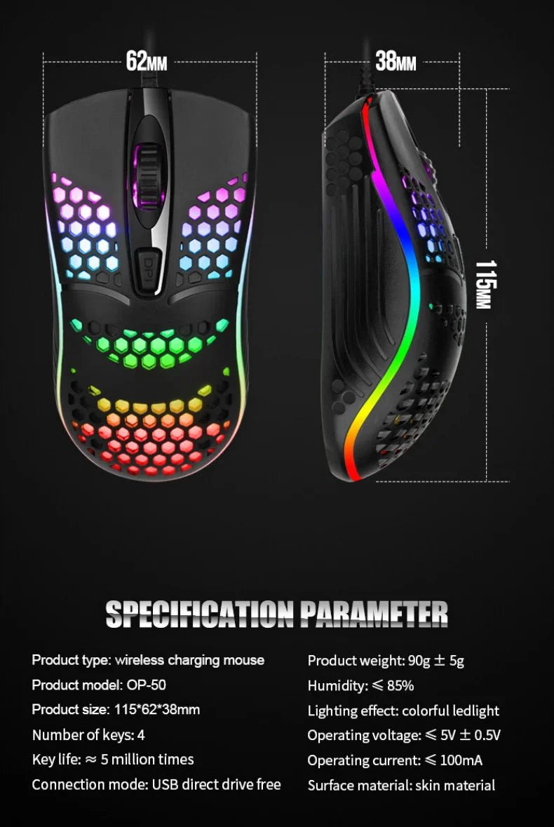 Wired Gaming Mouse | 1600 DPI Optical USB with 7 Breathing LED Lights