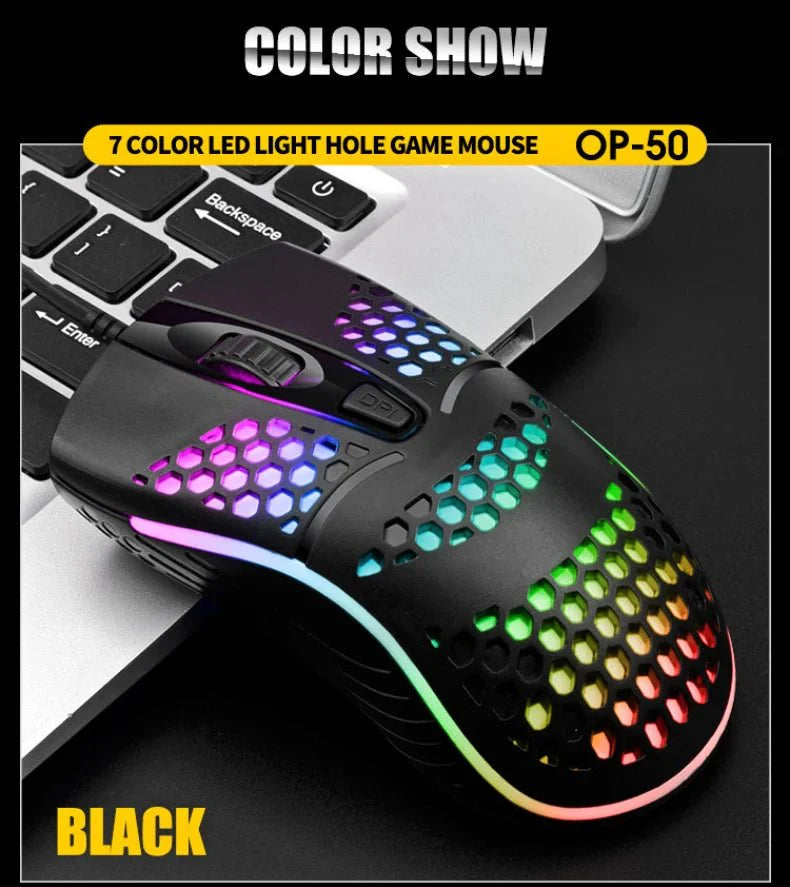 Wired Gaming Mouse | 1600 DPI Optical USB with 7 Breathing LED Lights