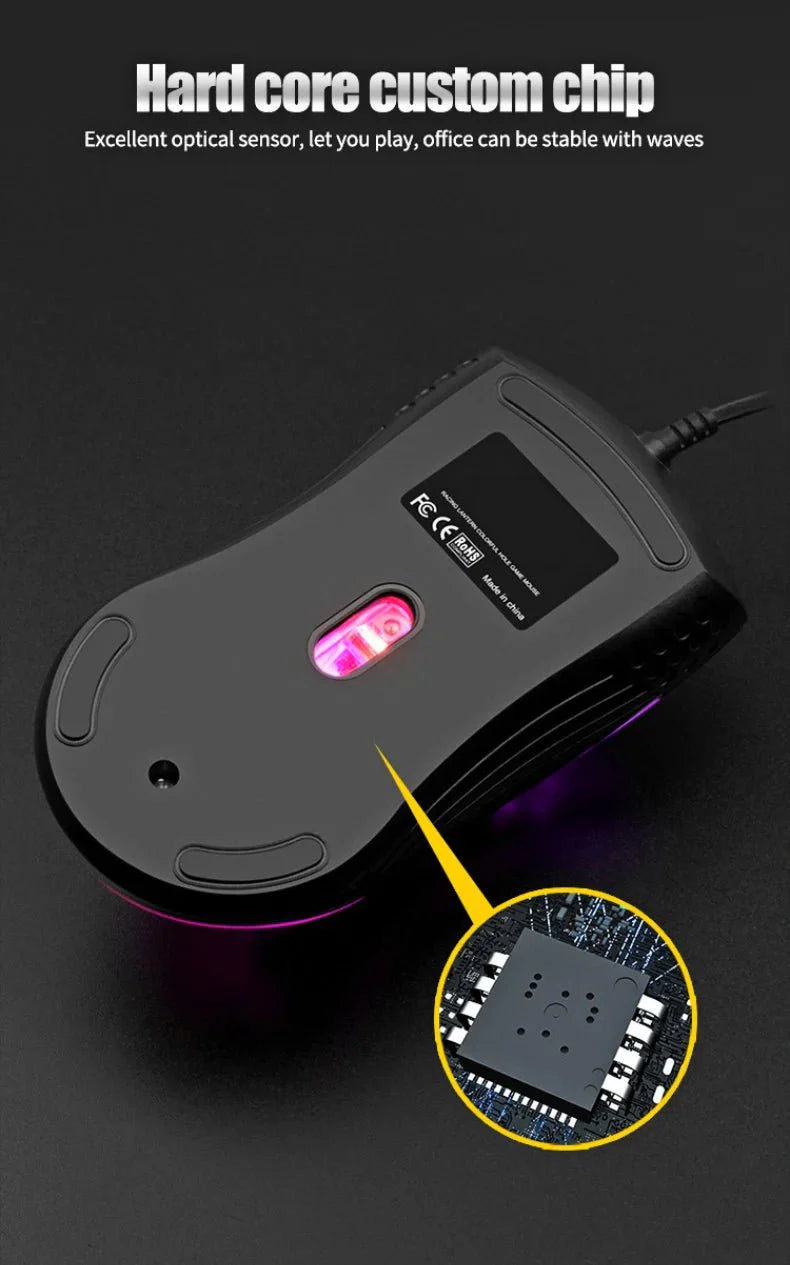 Wired Gaming Mouse | 1600 DPI Optical USB with 7 Breathing LED Lights